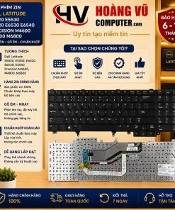 Bàn phím Dell Latitude E5520, E5530, E6520, E6530, E6540, Precision M4600, M4800, M6800 hàng ZIN chất lượng cao, gõ êm, chuẩn khớp theo máy tại Hoàng Vũ Computer Quảng Ngãi.