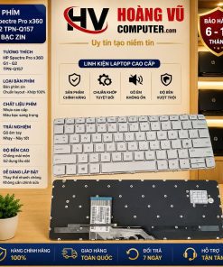 Bàn phím HP Spectre Pro x360 G1 G2 TPN-Q157 màu bạc zin chất lượng cao, thay thế chuẩn khớp, gõ êm và bền bỉ. Có bán tại Hoàng Vũ Computer Quảng Ngãi.