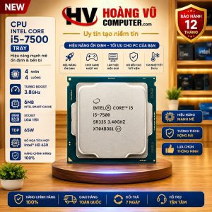 CPU Intel Core i5-7500 Tray 4 nhân 4 luồng, xung nhịp tối đa 3.8GHz, socket LGA1151, phù hợp PC văn phòng và gaming phổ thông. Có bán tại Hoàng Vũ Computer Quảng Ngãi.