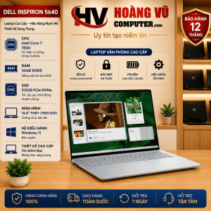 Dell Inspiron 5640 Core 7 150U RAM 16GB SSD 512GB màn hình 16 inch FHD+, Windows 11, màu bạc sang trọng. Laptop văn phòng cao cấp tại Hoàng Vũ Computer Quảng Ngãi.