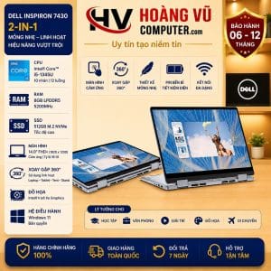 Dell Inspiron 7430 2-in-1 Core i5-1345U RAM 8GB SSD 512GB màn hình 14 inch FHD+ cảm ứng xoay gập 360 độ. Laptop cao cấp tại Hoàng Vũ Computer Quảng Ngãi.