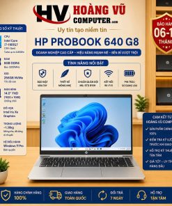 HP ProBook 640 G8 i7-1185G7, RAM 8GB, SSD 256GB, màn hình 14 inch Full HD. Laptop doanh nghiệp bền bỉ, hiệu năng mạnh mẽ cho văn phòng và học tập.