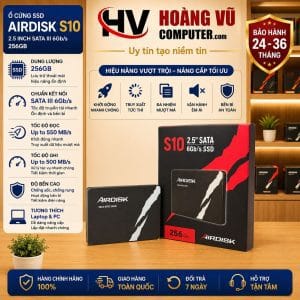 SSD AirDisk S10 256GB 2.5 inch SATA III ANSS10X256G-RNNNG giúp tăng tốc laptop và PC hiệu quả. Có bán tại Hoàng Vũ Computer Quảng Ngãi.