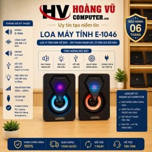 Loa máy tính E-1046, Loa vi tính mini để bàn âm thanh siêu trầm có đèn led đổi màu cực chất âm thanh mạnh mẽ - Hoàng Vũ Computer
