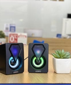 Thiết kế chi tiết của Loa máy tính E-1046, Loa vi tính mini để bàn âm thanh siêu trầm có đèn led đổi màu cực chất âm thanh mạnh mẽ