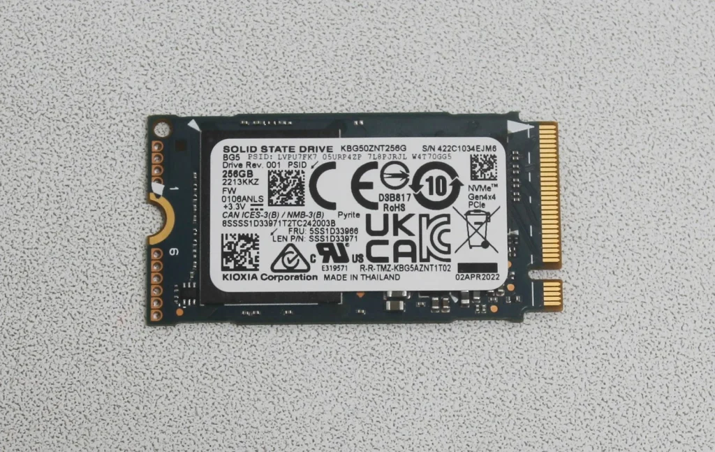Thông số / tem sản phẩm của Ổ SSD 256GB Kioxia BG5 KBG50ZNT256G PCIe4 x4 NVMe M.2 2242