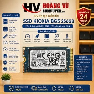 Ổ SSD Kioxia BG5 256GB KBG50ZNT256G chuẩn PCIe 4.0 x4 NVMe M.2 2242, thiết kế nhỏ gọn, phù hợp nâng cấp laptop và máy tính mini.