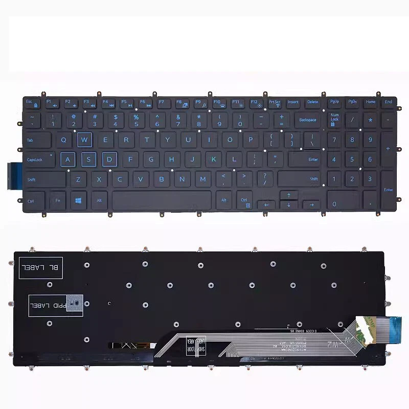 Bàn phím Dell Gaming 7566, 7588, G3 3500 3579 3590 3779 3581, G5 5587 5590, G7 7590 7790 chuẩn US có LED xanh. Bàn phím thay thế chất lượng cao.
