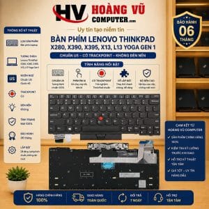Bàn Phím Lenovo ThinkPad X280 X390 X395 X13 L13 Yoga Gen 1 Có Con Trỏ US - Hoàng Vũ Computer