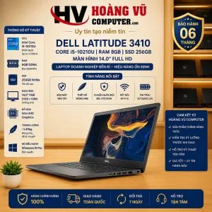 Dell Latitude 3410 i5-10210U Ram 8GB SSD 256GB Màn hình 14.0 inch FHD - Hoàng Vũ Computer