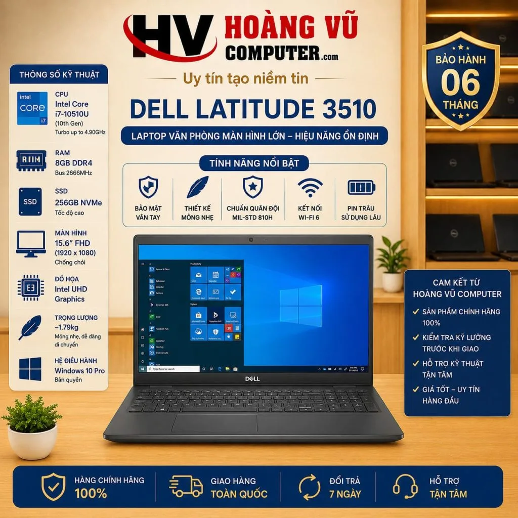 Dell Latitude 3510 i7-10510U Ram 8GB SSD 256GB 15.6 inch FHD