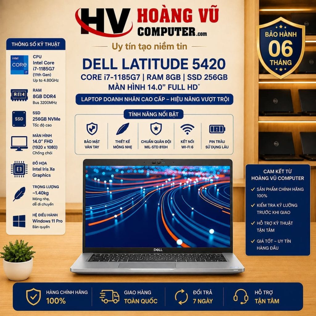 Dell Latitude 5420 i7-1185G7 Ram 8GB SSD 256GB Màn 14.0 inch FHD