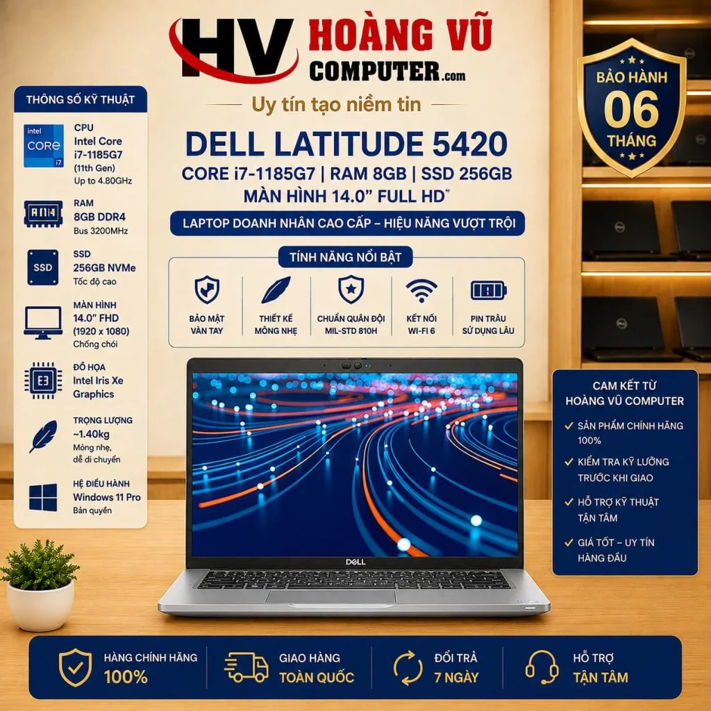 Dell Latitude 5420 i7-1185G7 Ram 8GB SSD 256GB Màn 14.0 inch FHD