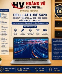 Dell Latitude 5420 Core i7-1185G7, RAM 8GB, SSD 256GB, màn hình 14 inch Full HD. Laptop doanh nghiệp bền bỉ, hiệu năng mạnh mẽ, phù hợp văn phòng, học tập và làm việc chuyên nghiệp.