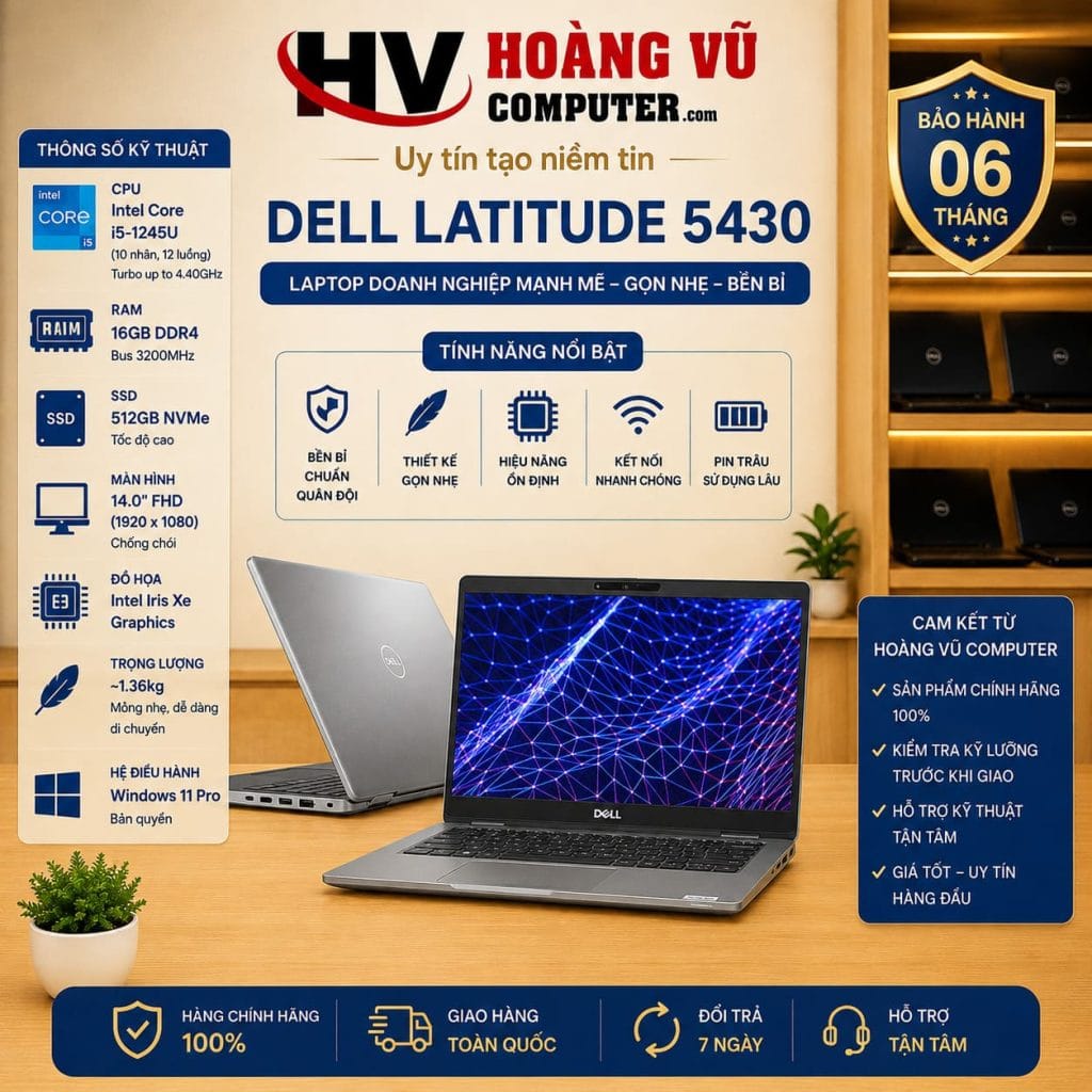 Dell Latitude 5430 i5-1245U Ram 16GB SSD 512GB Màn 14.0 inch FHD