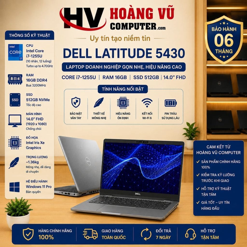 Dell Latitude 5430 i7-1255U Ram 16GB SSD 512GB Màn 14.0 inch FHD