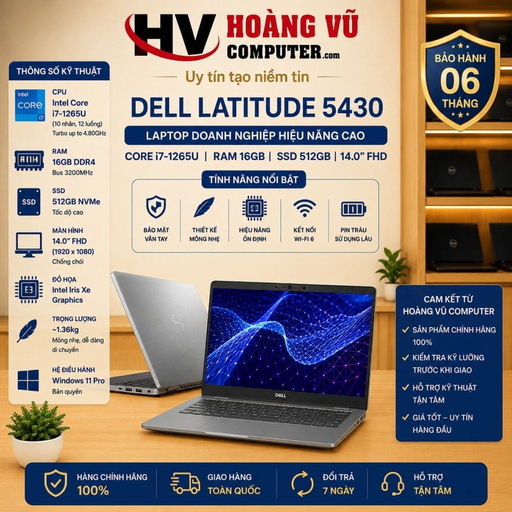 Dell Latitude 5430 i7-1265U Ram 16GB SSD 512GB Màn 14.0 inch FHD