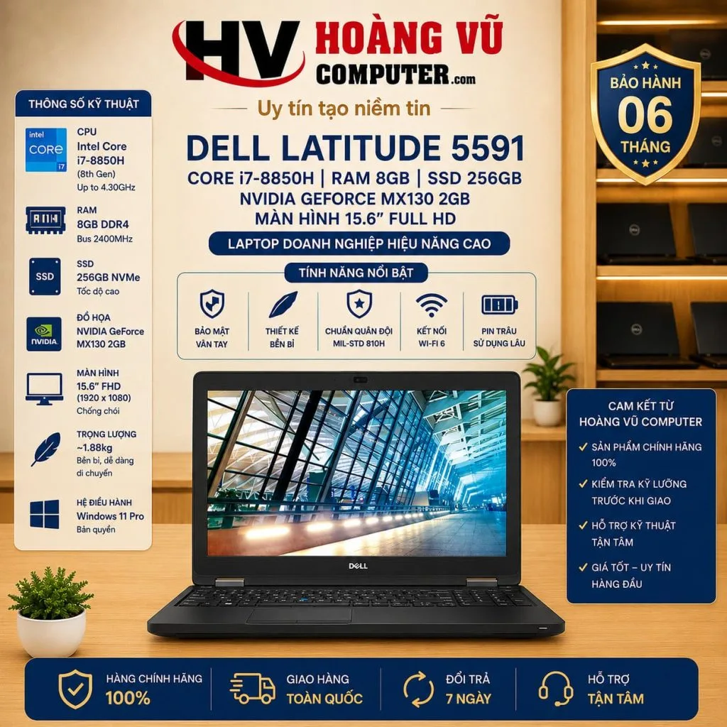 Dell Latitude 5591 i7-8850H | Ram 8GB | SSD 256GB | GeForce MX130 2GB | Màn 15.6 inch FHD