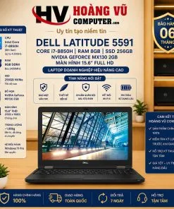 Dell Latitude 5591 Core i7-8850H, RAM 8GB, SSD 256GB, NVIDIA GeForce MX130 2GB, màn hình 15.6 inch Full HD. Laptop doanh nghiệp hiệu năng cao cho văn phòng, lập trình và đồ họa.
