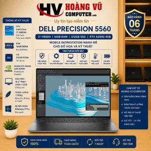 Ảnh tổng thể Dell Precision 5560 i7-11850H | RAM 16GB | SSD 512GB | NVIDIA A2000 4GB | Màn Hình 15.6 Inch FHD+