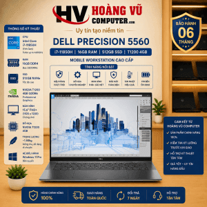 Dell Precision 5560 i7-11850H | RAM 16GB | SSD 512GB | NVIDIA T1200 4GB | Màn Hình 15.6 Inch FHD+ - Hoàng Vũ Computer