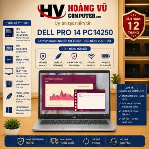 Dell Pro 14 PC14250 Core Ultra 5 235U RAM 16GB SSD 512GB 14 Inch FHD+ IPS - Hoàng Vũ Computer