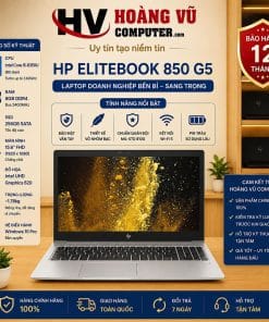 HP EliteBook 850 G5 Core i5-8350U 4 nhân 8 luồng, RAM 8GB, SSD 256GB, màn hình 15.6 inch FHD, vỏ nhôm bạc. Laptop doanh nghiệp bền đẹp, phù hợp văn phòng và kế toán.