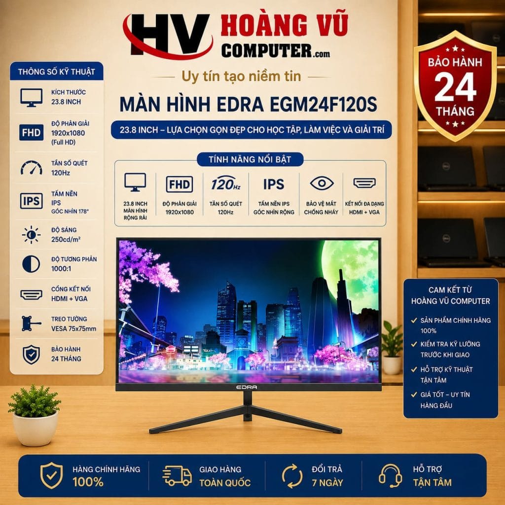 MÀN HÌNH GAMING EDRA EGM24F120S 24 INCH FHD 120Hz – MƯỢT MÀ CHO GAME THỦ