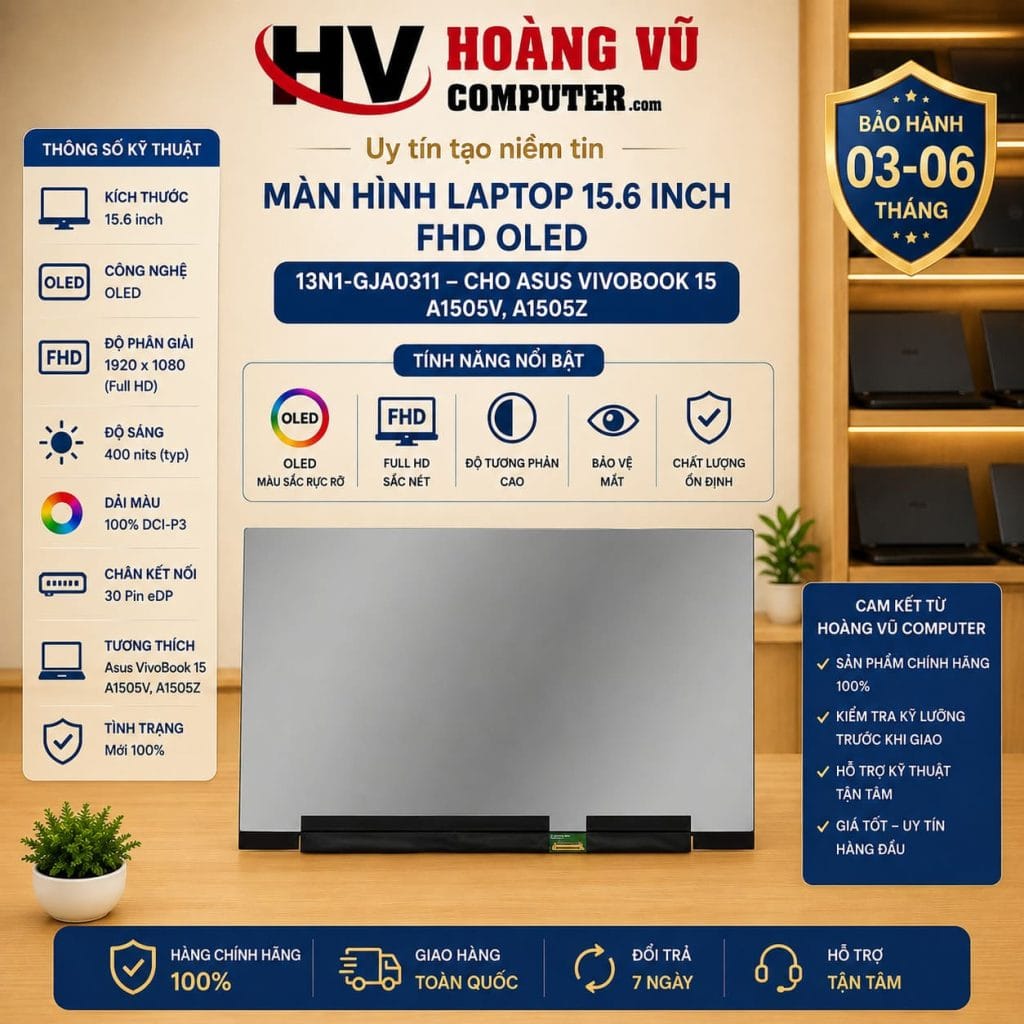 Màn hình laptop 15.6 inch 13N1-GJA0311 FHD OLED cho Asus Vivobook 15 A1505V, A1505Z