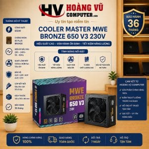 Ảnh tổng thể Nguồn Máy Vi Tính Cooler master MWE BRONZE 650 V3 230V 650W