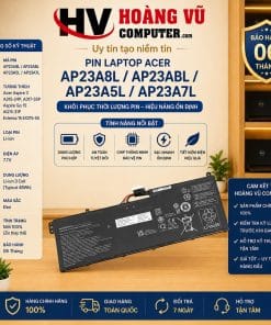 Pin AP23A8L AP23ABL thay thế cho Acer Aspire 3 A315-24P, A317-55P, Aspire Go 15 AG15-31P, Extensa 15 EX215-55. Pin chất lượng cao, tương thích chuẩn, bảo hành uy tín.