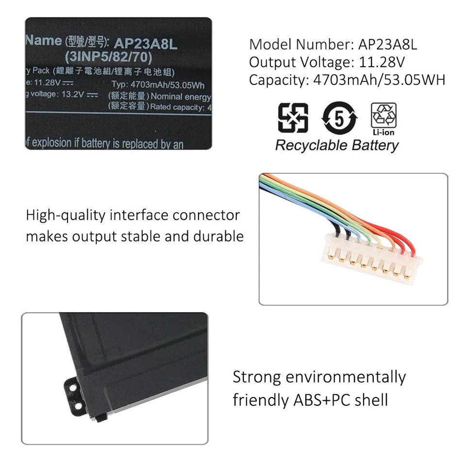 Pin AP23A8L AP23ABL thay thế cho Acer Aspire 3 A315-24P, A317-55P, Aspire Go 15 AG15-31P, Extensa 15 EX215-55. Pin chất lượng cao, tương thích chuẩn, bảo hành uy tín.