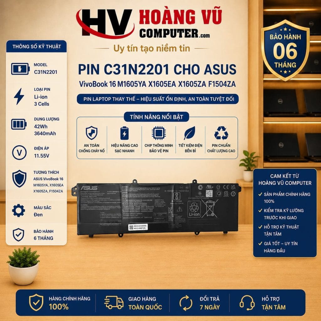 Pin C31N2201 ASUS VivoBook 16 M1605YA X1605EA X1605ZA F1504ZA