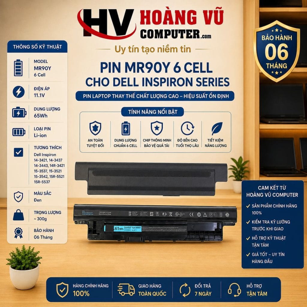 Pin MR90Y 6 Cell cho DELL 14-3421 14-3437 14-3443 14R-3421 15-3537 15-3521 15-3542 15R-5521 15R-5537