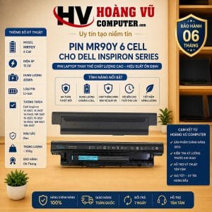 Pin MR90Y 6 Cell dùng cho Dell Inspiron 14-3421, 3437, 3443, 14R-3421, 15-3521, 3537, 3542, 15R-5521, 5537. Pin thay thế chất lượng cao, bảo hành uy tín.