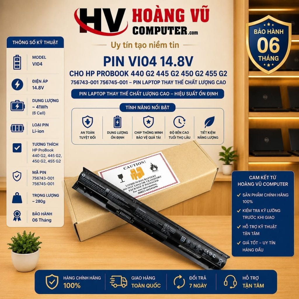 Pin VI04 14.8V Cho HP ProBook 440 G2 445 G2 450 G2 455 G2 | 756743-001 756745-001