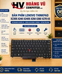 Bàn phím Lenovo ThinkPad X230S, X240, X240S, X250, X260, X270 chuẩn US. Dùng thay keyboard ThinkPad bị liệt, chạm, kẹt, mất phím hoặc hư do chất lỏng.