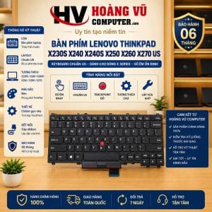 Bàn phím Lenovo ThinkPad X230S, X240, X240S, X250, X260, X270 chuẩn US. Dùng thay keyboard ThinkPad bị liệt, chạm, kẹt, mất phím hoặc hư do chất lỏng.