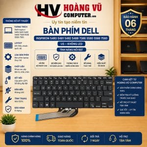 Bàn phím Dell Inspiron 5480 5481 5482 5488 7386 5580 5588 7580 US ko Led - Hoàng Vũ Computer
