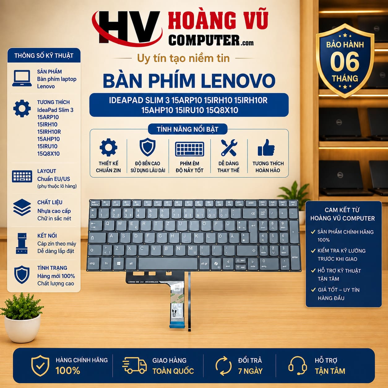 Bàn phím Lenovo IdeaPad Slim 3 15ARP10 15IRH10 15IRH10R 15AHP10 15IRU10 15Q8X10 - hình ảnh sản phẩm