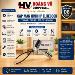 Cáp màn hình HP EliteBook 730 G5, 735 G5, 830 G5, 830 G6 mã 6017B0892601, 6017B0892401 chuẩn 30Pin FHD không cảm ứng. Dùng thay cáp LCD bị đứt, chớp, sọc hoặc mất hình.
