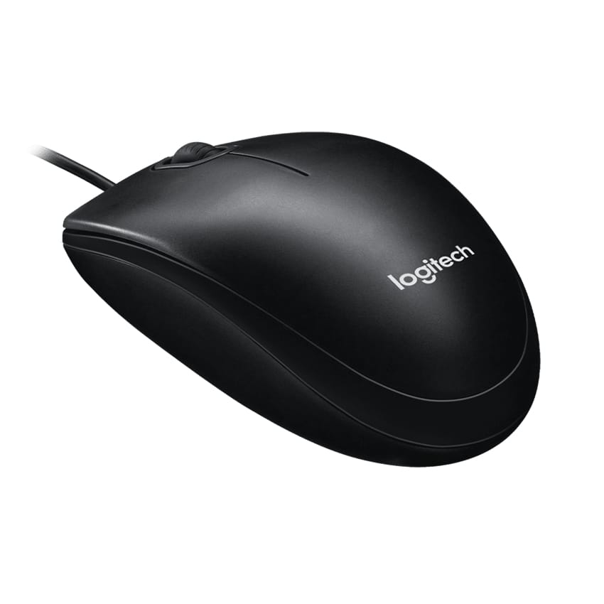 Chuột Logitech B100 Black 910-006605 kết nối USB có dây, cảm biến quang khoảng 1000 DPI, 3 nút, thiết kế dùng được cả hai tay. Phù hợp văn phòng, học tập, PC và laptop.