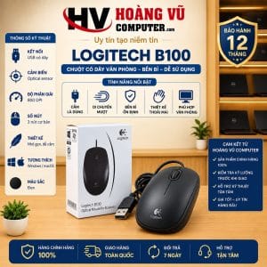 Ảnh tổng thể Chuột Logitech B100 Black 910-006605 USB Có Dây 1000 DPI