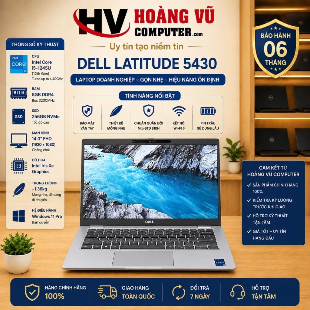 Dell Latitude 5430 i5-1245U Ram 8GB SSD 256GB Màn 14.0 inch FHD