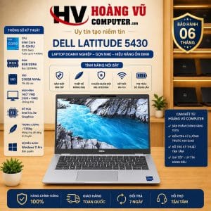 Dell Latitude 5430 i5-1245U Ram 8GB SSD 256GB Màn 14.0 inch FHD - Hoàng Vũ Computer