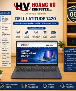 Dell Latitude 7420 Core i7-1185G7 Gen 11, RAM 8GB, SSD 256GB, màn hình 14 inch FHD, Intel Iris Xe. Laptop doanh nghiệp cao cấp phù hợp văn phòng, kế toán, học tập và lập trình.