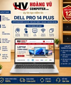 Dell Pro 14 Plus Core Ultra 7 268V, RAM 32GB LPDDR5x, SSD 512GB, Intel Arc 140V, NPU AI 48 TOPS, màn hình 14 inch FHD+ Touch 1920x1200 100% sRGB. Laptop doanh nghiệp AI cao cấp.