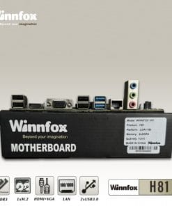 Mainboard Winnfox H81 chính hãng, socket LGA1150, 2 khe RAM DDR3 hỗ trợ tối đa 16GB, PCIe x16, USB 3.0, phù hợp CPU Intel Gen 4, PC văn phòng và sửa chữa. Bảo hành 24 tháng.