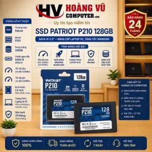 Ổ cứng SSD Patriot P210 128GB chuẩn 2.5 inch SATA III 6Gb/s, phù hợp nâng cấp laptop và PC từ HDD, cài Windows, Office, máy văn phòng, kế toán và bán hàng.