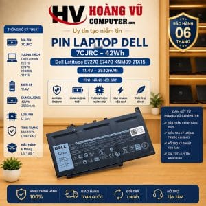 Pin 7CJRC 42Wh Dell Latitude E7270 E7470 KNM09 21X15 11.4V 3530mAh - Hoàng Vũ Computer